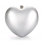 Silver Pearl Heart Diamante Evening Clutch Purse Jewelry Box