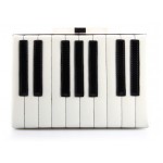 White Patent Lether Piano Keyboard Rectangular Evening Clutch Purse Jewelry Box