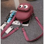 Burgundy Cartoon Cute Eyes Mini Backpack Cross Body Bag