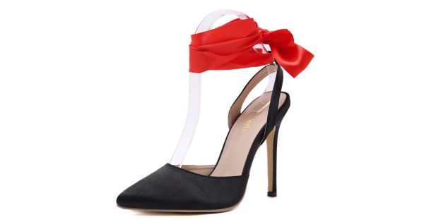 Heels with outlet ribbon ankle wrap