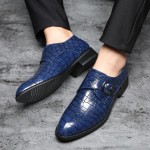 Blue Croc Patent Monk Strap Mens Dappermen Dapper Loafers Shoes