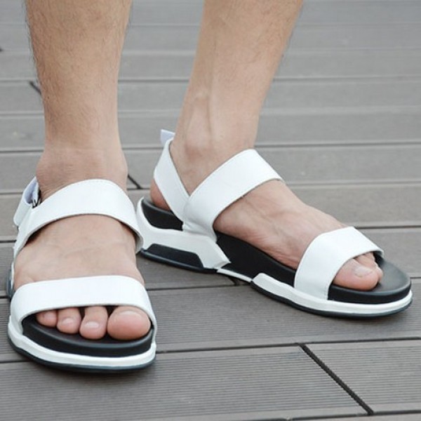 White Multiple Thin Straps Mens Designer Inspired Gladiator Roman Sandals