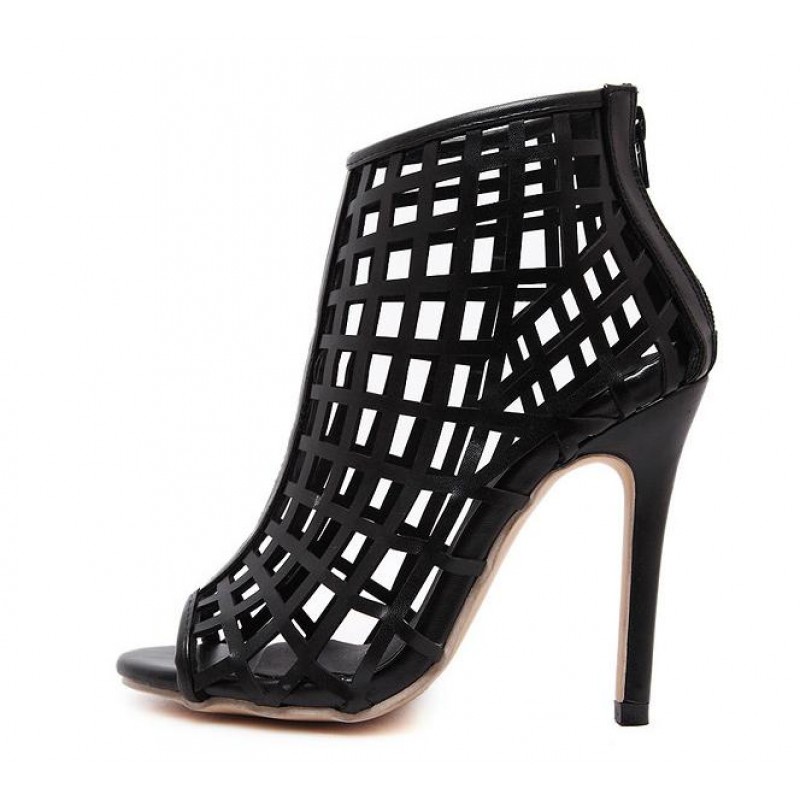 7 Cm Glass Heel Shoes Black - Hudhud