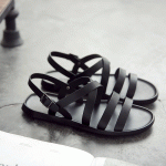 Black Straps Camouflage Sole Slingback Mens Roman Gladiator Sandals