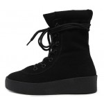 Black Suede Lace Up HIgh Top Sneakers Combat Boots Shoes