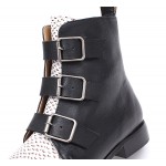 Black White Pointed Head Grey Snake Skin Ankle Chelsea Boots Shoes