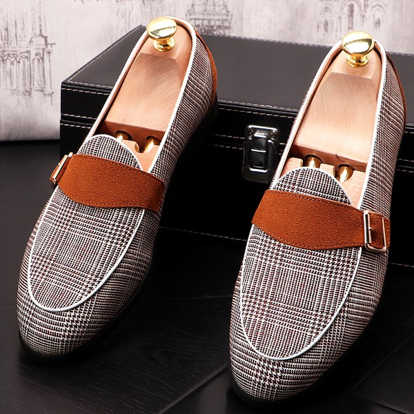 Black White Brown Houndstooth Loafers Dress Dapper Man Shoes Flats