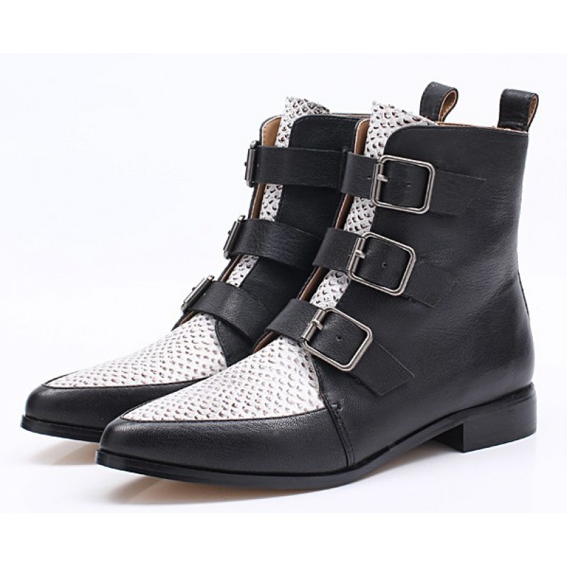 snake leather ankle boots