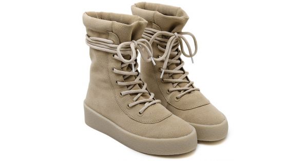 Khaki Suede Lace Up HIgh Top Sneakers 