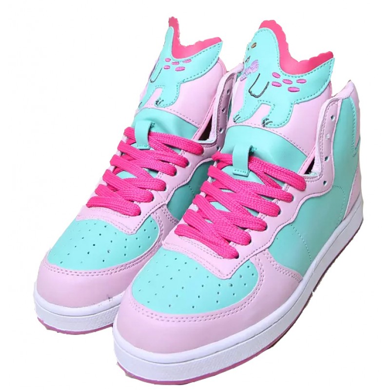 Pink Purple Unicorn Pastel Color Candies High Top Lace Up Sneakers