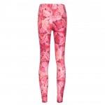 Pink Red Maple Leaves Print Yoga Fitness Leggings Tights Pants