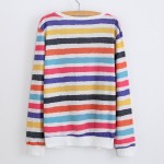 Colorful Rainbow Stripes Long Sleeve Sweatshirts Tops