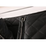 Black PU Faux Leather Quilted Mini Rider Skirt