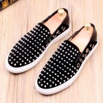 Black Suede Silver Metal Spikes Studs Punk Rock Loafers Sneakers Mens Shoes