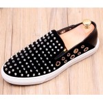 Black Suede Silver Metal Spikes Studs Punk Rock Loafers Sneakers Mens Shoes