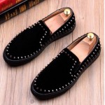 Black Suede Metal Spikes Studs Punk Rock Loafers Sneakers Mens Shoes