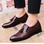 Brown Tassels Croc Mens Pointed Head Loafers Dress Dapper Man Shoes Flats