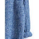 Blue Dipped Hem Knitted Pattern Sweater
