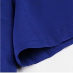 Blue Chiffon Hollow Crop Short Sleeve Blouse Top
