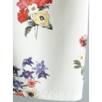White Flower Floral Roses Print Short Sleeves Shirt Blouse