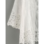 White Lace Crochet Mid Sleeves Cardigan Kimono