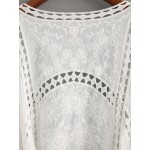 White Bat Sleeve Embroidered Hollow Out Top