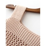Pink Cold Open Shoulder Gigot Long Sleeves Knitted Sweater