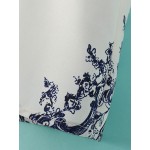 Blue White China Vintage Porcelain Pattern Short Sleeves Shirt Top