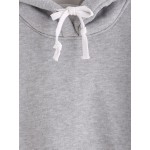 Grey Zipper Pockets PU Long Sleeve Hooded Hoodie Sweatshirt