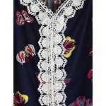 Navy Butterfly Crochet Bohemia Ethnic Open Shoulder Cut Out Top Blouse Shirt