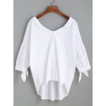 White Bow Back Mid Sleeves Shirt Blouse