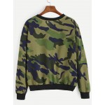 Green Dark Camouflage Camo Army Military Long Sleeves Sweatshirt