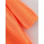 Orange V Neck Loose Ribbed Trim Sweater Knitwear