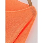 Orange V Neck Loose Ribbed Trim Sweater Knitwear