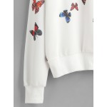 White Butterfly Long Sleeves Sweatshirt