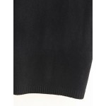 Black Ribbed Front Pocket Long Sweater Winter Coat