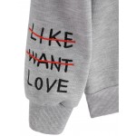 Grey Like Want Love Embroidered Sweatshirt