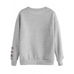 Grey Like Want Love Embroidered Sweatshirt