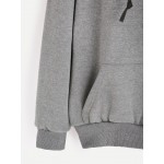 Grey Pocket Drawstring Hooded Hoodie Sweatshirt