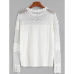 White Gothic Crochet Sheer Lace Long Sleeves Blouse