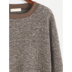 Brown Khaki Textured Long Sleeves Sweatshirt