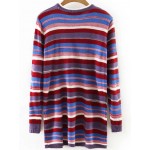 Colorful Lines Striped Round Neck Loose Sweater