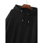 Black Long Sleeves Hoodie Hooded Loose Sweatshirt