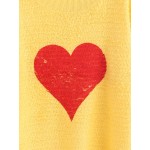 Yellow Red Heart Print Winter Sweater