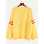 Yellow Red Heart Print Winter Sweater