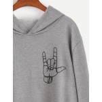 Grey Love Hand Gesture Hoodie Hooded Sweatshirt
