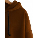 Brown Long Sleeves Hooded Hoodie Sweatshirt