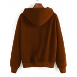 Brown Long Sleeves Hooded Hoodie Sweatshirt