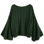 Green Bell Shape Long Sleeves Loose Sweater