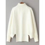 White Turtleneck Long Sleeves Loose Winter Sweater
